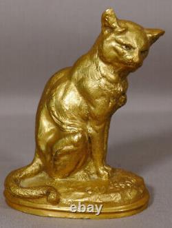 The Cat By Clovis Edmond Masson, Bronze Statuette Golden Era Xixth