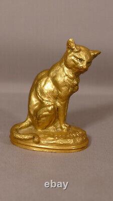 The Cat By Clovis Edmond Masson, Bronze Statuette Golden Era Xixth