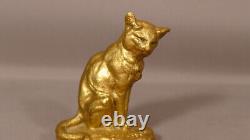 The Cat By Clovis Edmond Masson, Bronze Statuette Golden Era Xixth