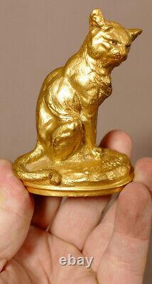 The Cat By Clovis Edmond Masson, Bronze Statuette Golden Era Xixth