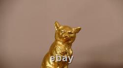 The Cat By Clovis Edmond Masson, Bronze Statuette Golden Era Xixth