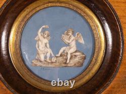 The Cherubs, Miniature Painting in Gouache, 19th Century