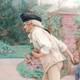 The Chromo Part 1880 Large Period Frame 70 X 54 Cm Boules Game