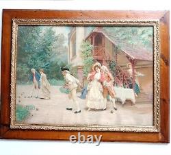The Chromo Part 1880 Large Period Frame 70 x 54 cm Boules Game