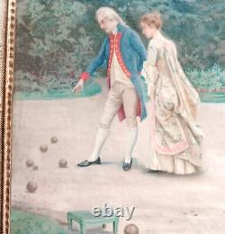 The Chromo Part 1880 Large Period Frame 70 x 54 cm Boules Game