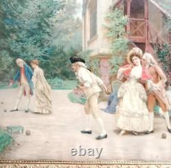 The Chromo Part 1880 Large Period Frame 70 x 54 cm Boules Game