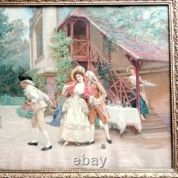 The Chromo Part 1880 Large Period Frame 70 x 54 cm Boules Game