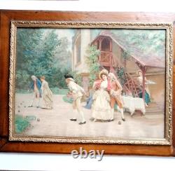The Chromo Part 1880 Large Period Frame 70 x 54 cm Boules Game