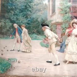 The Chromo Part 1880 Large Period Frame 70 x 54 cm Boules Game