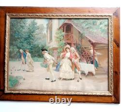 The Chromo Part 1880 Large Period Frame 70 x 54 cm Boules Game