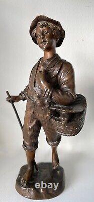 The Little Goose Seller, Bronze Sculpture from the late 19th century