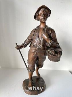 The Little Goose Seller, Bronze Sculpture from the late 19th century