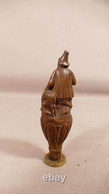 The Shepherd or the Hunter, Rare Carved Wooden Seal Stamp, 19th Century