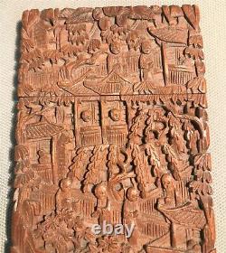 Translation: Carved Sandalwood Chinese Card Holder from the 19th Century