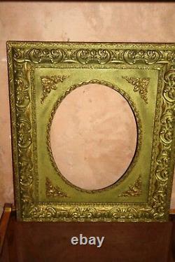 Translation: Old Beautiful Wooden Frame with Gilded Stucco, Empire Restoration Period, 19th Century Louis XVI