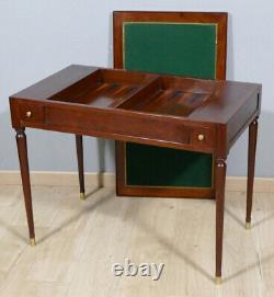 Tric Trac Table Serving as a Desk in Louis XVI Style in Mahogany, 19th Century