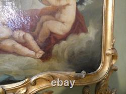 Trumeau with angels in Louis XV style, lacquered and gilded wood, late 19th century