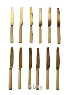 Twelve Fruit Knives Silver & Vermeil Blade Poinçon Old Age 19th