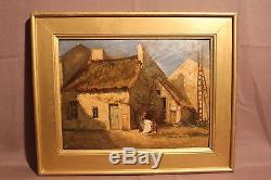 Two Old Oil Paintings On Wood Country Scenes Nineteenth Century