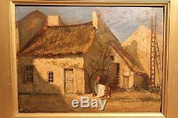 Two Old Oil Paintings On Wood Country Scenes Nineteenth Century