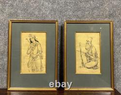 Two Orientalist Inks on Papyrus from the Late 19th to Early 20th Century