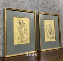 Two Orientalist Inks on Papyrus from the Late 19th to Early 20th Century