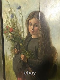 Two oil paintings on panels of a destitute child, 19th century period