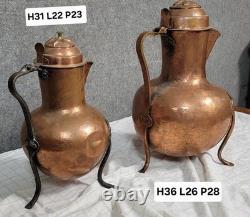 Two shaped pieces in red copper, 19th century
