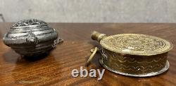 Two superb and rare powder flasks from the 19th century