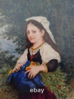 VERY PRETTY PAINTING ON PORCELAIN PLAQUE 19TH CENTURY SIGNED M. LEJEUNE