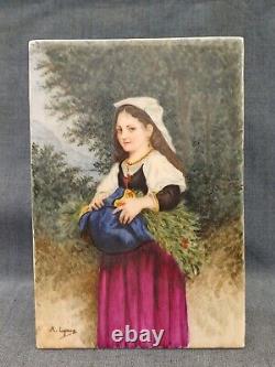 VERY PRETTY PAINTING ON PORCELAIN PLAQUE 19TH CENTURY SIGNED M. LEJEUNE