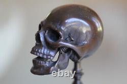Vanity Memento Mori Bronze Skull with Moving Jaw 19th Century Nap. 3