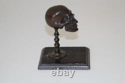 Vanity Memento Mori Bronze Skull with Moving Jaw 19th Century Nap. 3