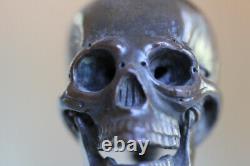 Vanity Memento Mori Bronze Skull with Moving Jaw 19th Century Nap. 3