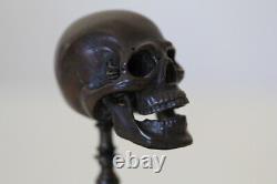 Vanity Memento Mori Bronze Skull with Moving Jaw 19th Century Nap. 3