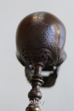 Vanity Memento Mori Bronze Skull with Moving Jaw 19th Century Nap. 3