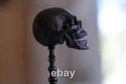 Vanity Memento Mori Bronze Skull with Moving Jaw 19th Century Nap. 3