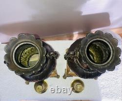 Vases, 19th century mantel garniture, claw feet in bronze (available for delivery)