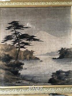 Velvet Yuzen Birodo Painting from Meiji Era 70 x 70 cm