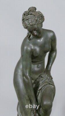 Venus Au Bain D'après Allegrain, Statuette En Bronze Patiné, Époque XIX Ème