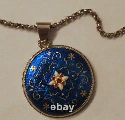 Vermeil Enamel Pendant Set Bressan - Chain Era Late 19th/poincons