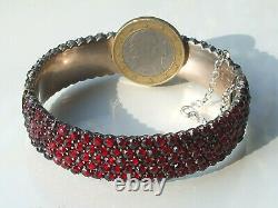 Very Beau Bracelet Ancien Of Epoque Mid-19th In Metal With Grenat De Bohême