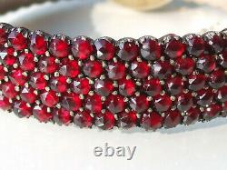 Very Beau Bracelet Ancien Of Epoque Mid-19th In Metal With Grenat De Bohême