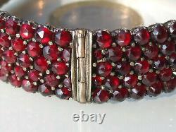 Very Beau Bracelet Ancien Of Epoque Mid-19th In Metal With Grenat De Bohême