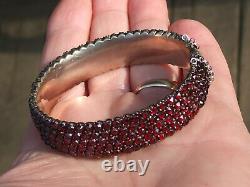 Very Beau Bracelet Ancien Of Epoque Mid-19th In Metal With Grenat De Bohême