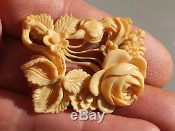 Very Beautiful Ancient Brooch Of Time Xixth With Deco Floral Sculpted