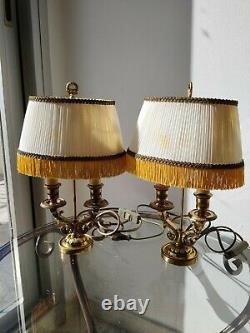 Very Beautiful Pair Of Lamp Bouillatte In Golden Bronze / Brass Age XIX Eme