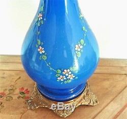 Very Large Oil Lamp In Opaline Enameled Decoration Period Late Nineteenth Th