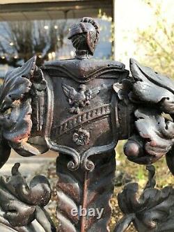 Very Large Pair Of Armchairs With Medieval Coat Of Arms 19th Century