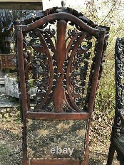 Very Large Pair Of Armchairs With Medieval Coat Of Arms 19th Century